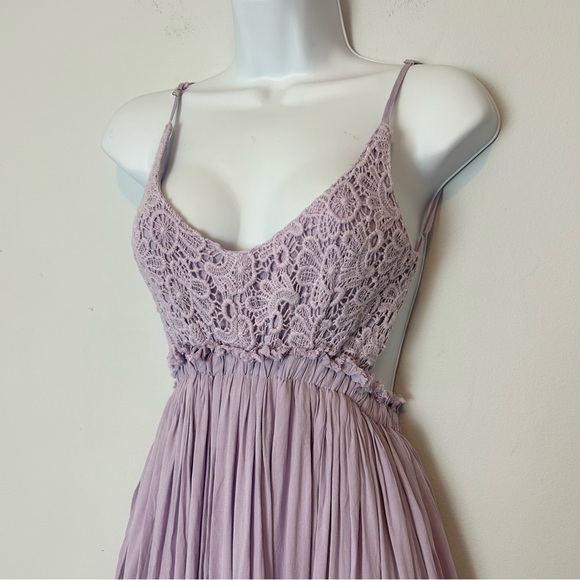 Pink Lily Boho Lavender Purple Crochet Maxi Dress Size Small - Picture 2 of 12